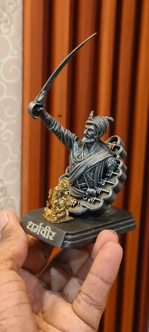 Dharmaveer_ch._sambhaji_maharaj_and_Bappa_chemical_fiber_material_water_proof_4.5inch