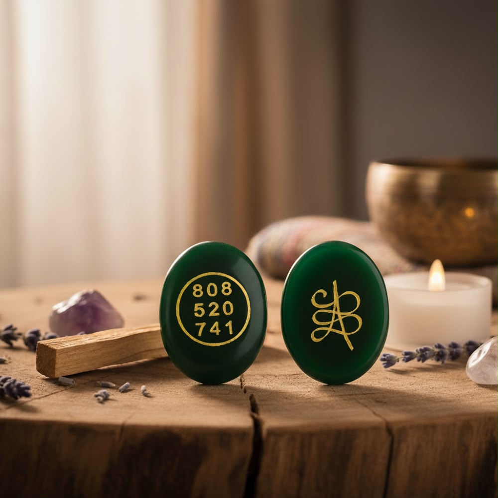 Green_Engraved_Gold_Tone_Zibu_Symbol_Oval_Meditation_Stone_Set