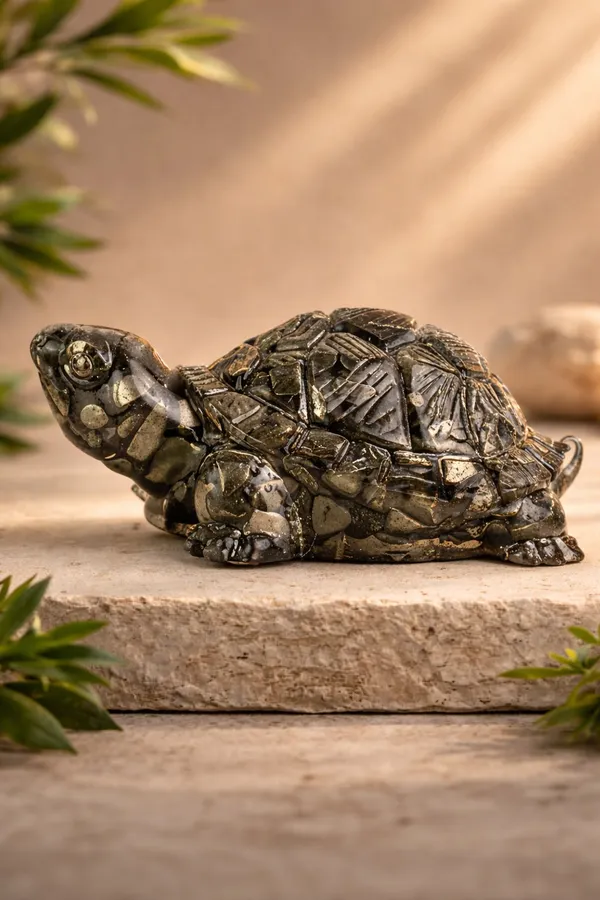 Metallic_Finish_Sculpted_Geometric_Shell_Turtle_Figurine