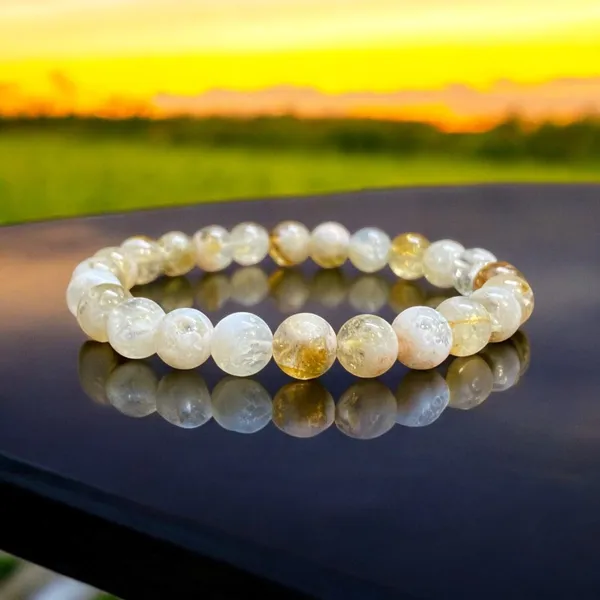Yellow_And_White_Crystal_Beads_Stretch_Beaded_Bracelet_For_Unisex