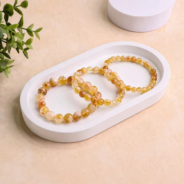 Yellow_And_White_Crystal_Beads_Stretch_Beaded_Bracelet_For_Unisex