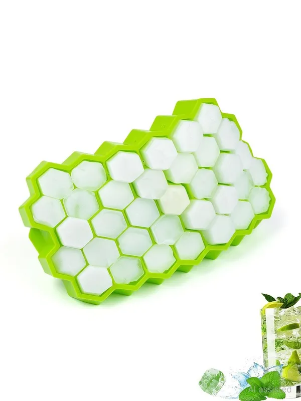 Zupaya_Honeycomb_Ice_Cube_Tray_Silicone_Mold_For_Ice,_Candy_&_Chocolate_Green_Silicone_Ice_Cube_Tray_(Pack_Of3)