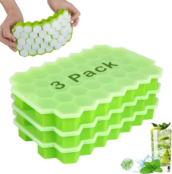 Zupaya_Honeycomb_Ice_Cube_Tray_Silicone_Mold_For_Ice,_Candy_&_Chocolate_Green_Silicone_Ice_Cube_Tray_(Pack_Of3)
