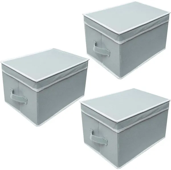Ecorner_Storage_Box_With_Lid_Pack_Of_3_Gray_Storage_Box_(Brown)