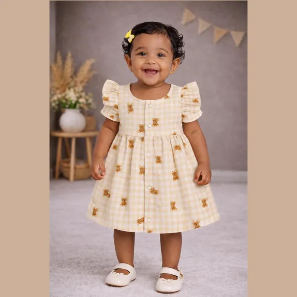 Beige_Crinkle_Muslin_Flutter_Sleeve_Dress_For_Baby_Girls