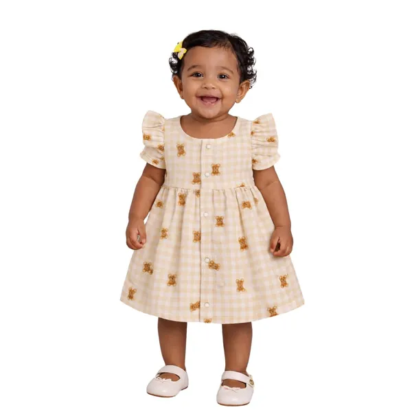 Beige_Crinkle_Muslin_Flutter_Sleeve_Dress_For_Baby_Girls