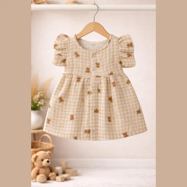 Beige_Crinkle_Muslin_Flutter_Sleeve_Dress_For_Baby_Girls