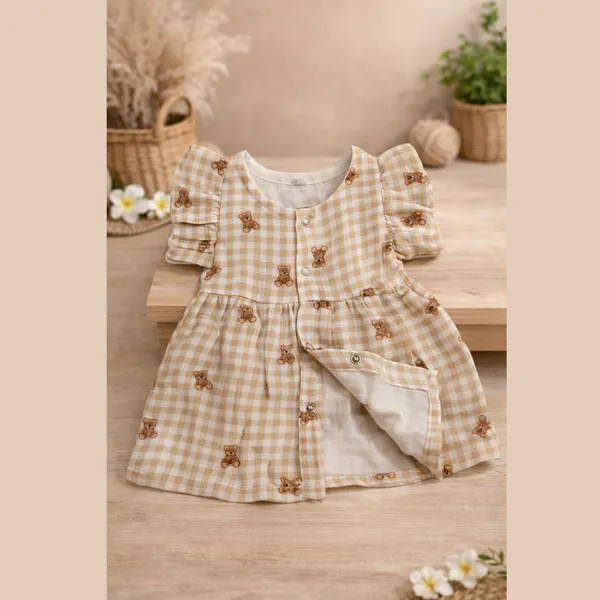 Beige_Crinkle_Muslin_Flutter_Sleeve_Dress_For_Baby_Girls