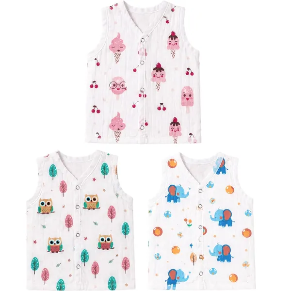 White_Muslin_Printed_Jabla_For_Unisex_Baby_Pack_Of_3