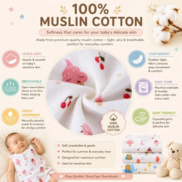 White_Muslin_Printed_Jabla_For_Unisex_Baby_Pack_Of_3