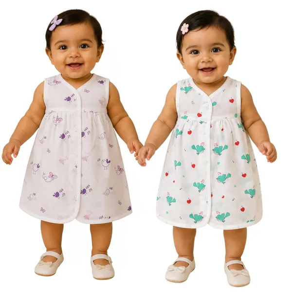 Bird_Print_Muslin_Sleeveless_Dress_For_Baby_Girls_Pack_Of_2