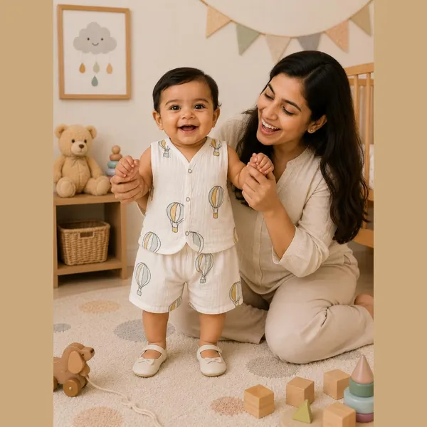 White_Multi_Muslin_Sleeveless_Co-Ord_Set_For_Unisex_Baby