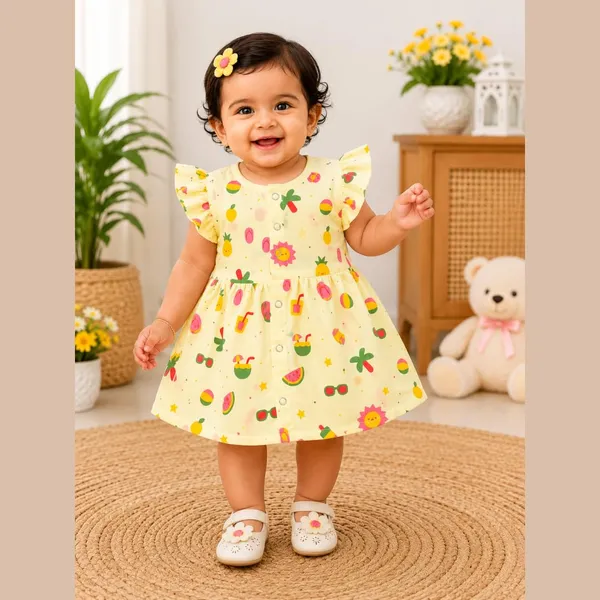 Ivory_Cream_Muslin_Flutter_Sleeve_Dress_For_Baby_Girls