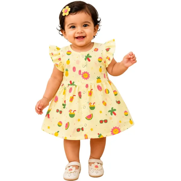 Ivory_Cream_Muslin_Flutter_Sleeve_Dress_For_Baby_Girls