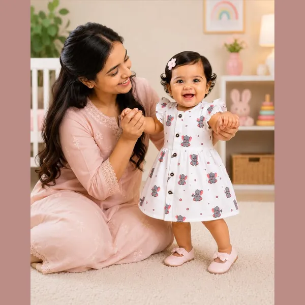 White_Elephant_Print_Muslin_Ruffle_Frock_For_Baby_Girls