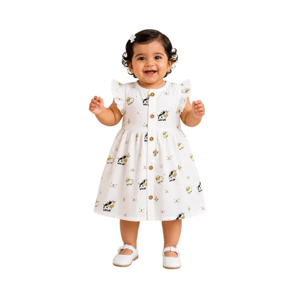 Cow_Print_Muslin_Ruffle_Frock_For_Baby_Girls
