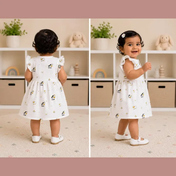 Cow_Print_Muslin_Ruffle_Frock_For_Baby_Girls