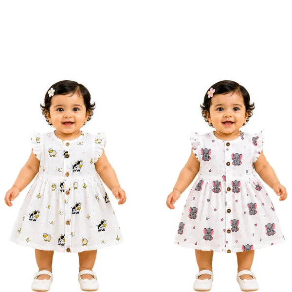 White_Multi_Muslin_Ruffle_Frock_For_Baby_Girls_Pack_Of_2