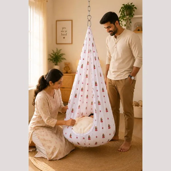 White_Cotton_Printed_Hanging_Cloth_Cradle_For_Unisex_Baby
