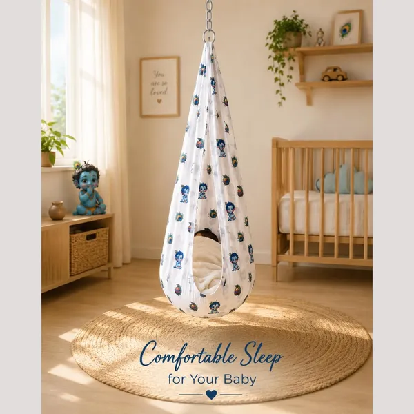 White_Cotton_Traditional_Hanging_Cloth_Cradle_For_Unisex_Baby