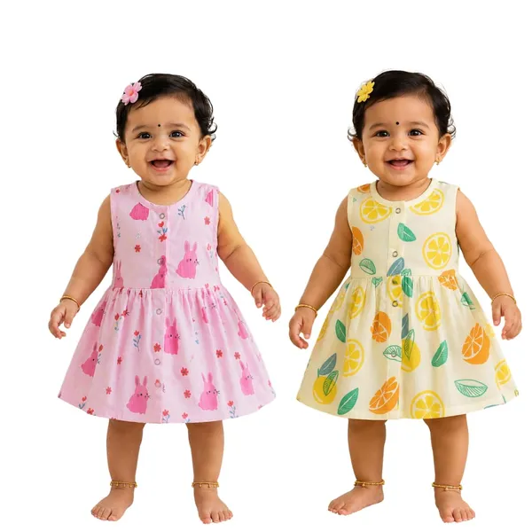 Lemon_&_Pink_Muslin_Sleeveless_Dress_For_Baby_Girls_Pack_Of_2