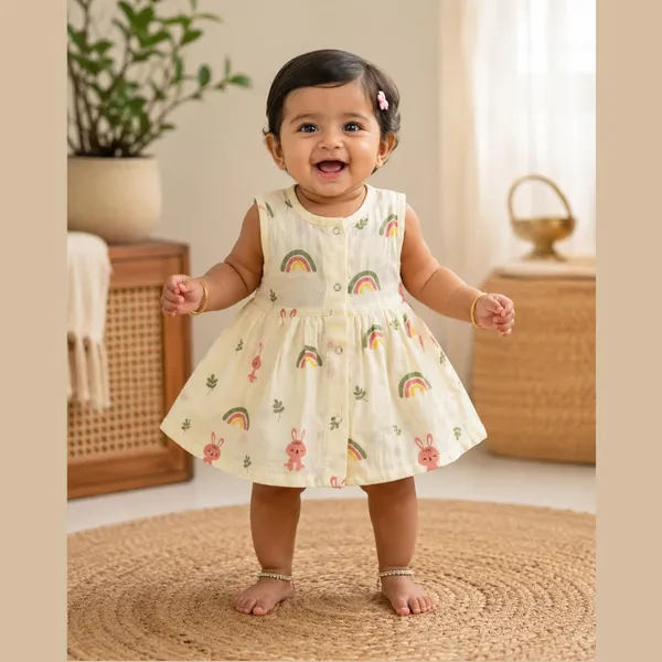 Butter_Yellow_Muslin_Sleeveless_Dress_For_Baby_Girls