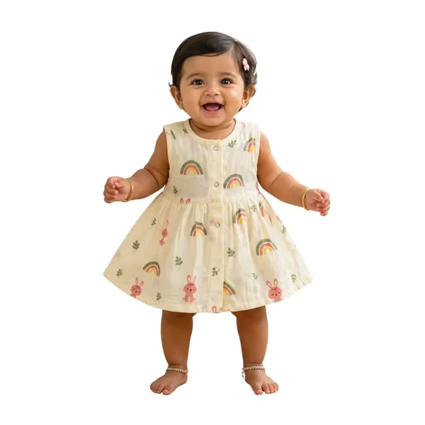 Butter_Yellow_Muslin_Sleeveless_Dress_For_Baby_Girls
