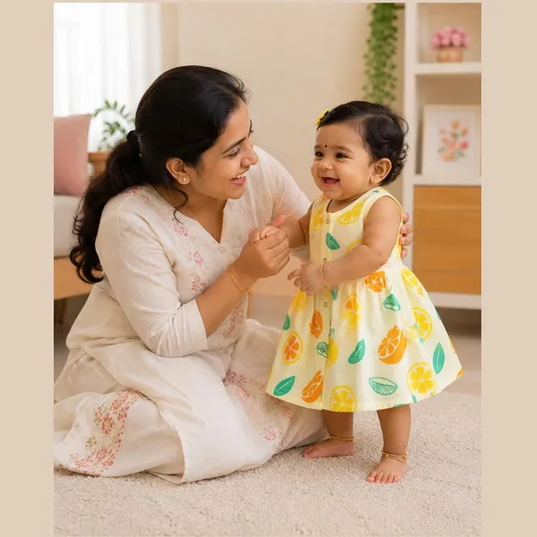 Lemon_Muslin_Sleeveless_Printed_Dress_For_Baby_Girls
