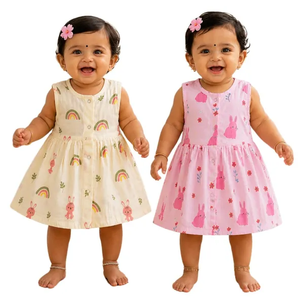 Pink_Yellow_Muslin_Sleeveless_Dress_Combo_Pack_Of_2_For_Baby_Girls