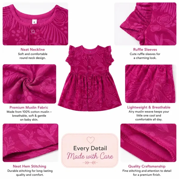 Berry_Pink_Muslin_Flutter_Sleeve_Dress_For_Baby_Girls