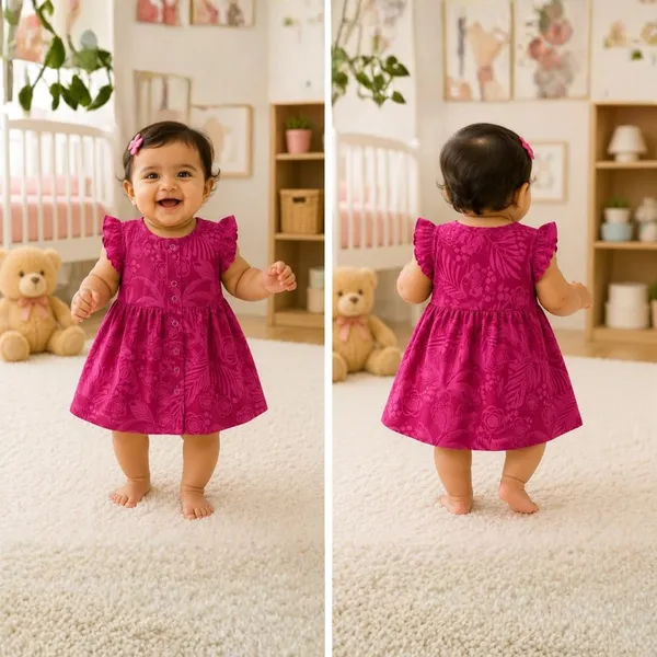 Berry_Pink_Muslin_Flutter_Sleeve_Dress_For_Baby_Girls