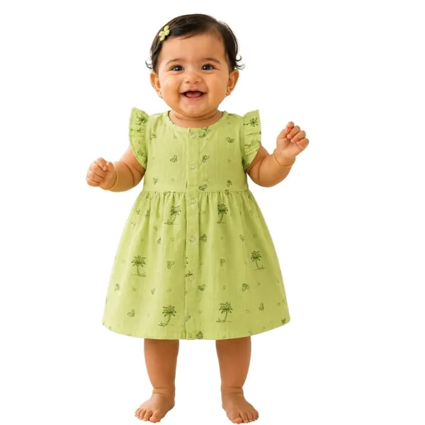 Pistachio_Green_Muslin_Flutter_Sleeve_Dress_For_Baby_Girls