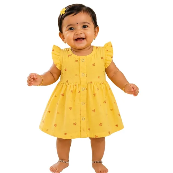Soft_Yellow_Muslin_Flutter_Sleeve_Dress_For_Baby_Girls