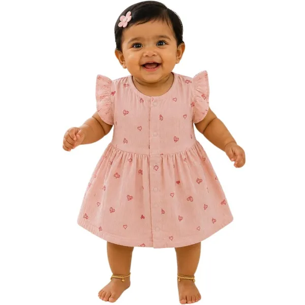 Dusty_Pink_Muslin_Flutter_Sleeve_Dress_For_Baby_Girls