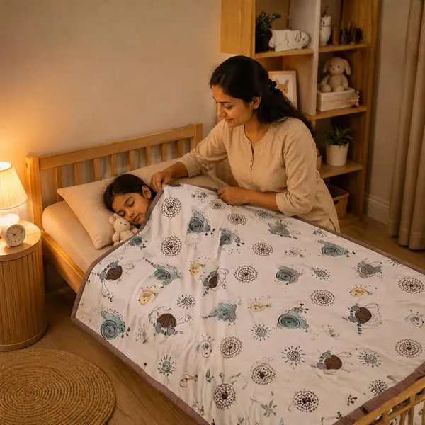White_Multi_Cotton_Safari_Animal_Print_Dohar_Blanket_For_Kids