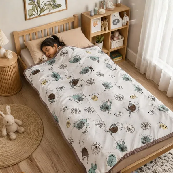 White_Multi_Cotton_Safari_Animal_Print_Dohar_Blanket_For_Kids