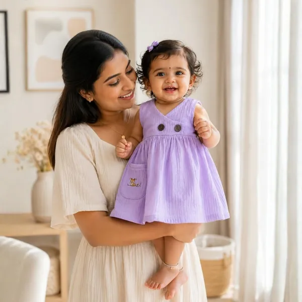 Lilimi_Baby_Girls_Crinkle_Muslin_Frock_Cross_Body_Stlye_Sleeveless_100_Muslin_Cotton_Coconut_Shell_Buttons_Animal_Print_Pocket_Skin_Friendly_Made_In_India