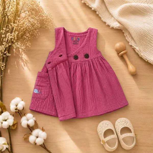 Lilimi_Baby_Girls_Crinkle_Muslin_Frock_Cross_Body_Stlye_Sleeveless_100_Muslin_Cotton_Coconut_Shell_Buttons_Animal_Print_Pocket_Skin_Friendly_Made_In_India