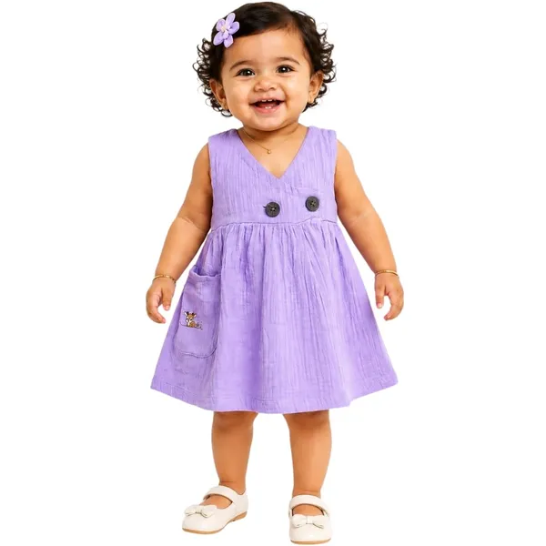 Lilimi_Baby_Girls_Crinkle_Muslin_Frock_Cross_Body_Stlye_Sleeveless_100_Muslin_Cotton_Coconut_Shell_Buttons_Animal_Print_Pocket_Skin_Friendly_Made_In_India