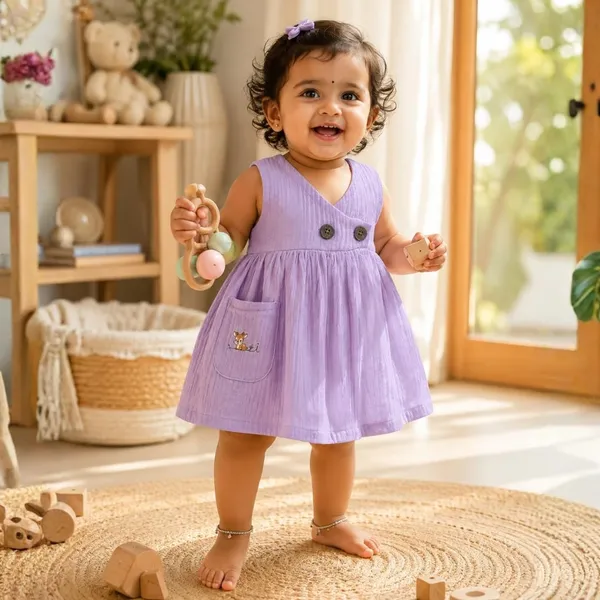 Lilimi_Baby_Girls_Crinkle_Muslin_Frock_Cross_Body_Stlye_Sleeveless_100_Muslin_Cotton_Coconut_Shell_Buttons_Animal_Print_Pocket_Skin_Friendly_Made_In_India