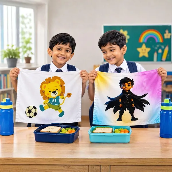 Lilimi_Pack_Of_2_Kids_Lunch_Towels_Soft_Cotton_School_Napkins_For_Boys_Girls_Reusable_Lunch_Box_Cloth_Cute_Print_18_X_14_Inches(Black_Hero_&_Lion)