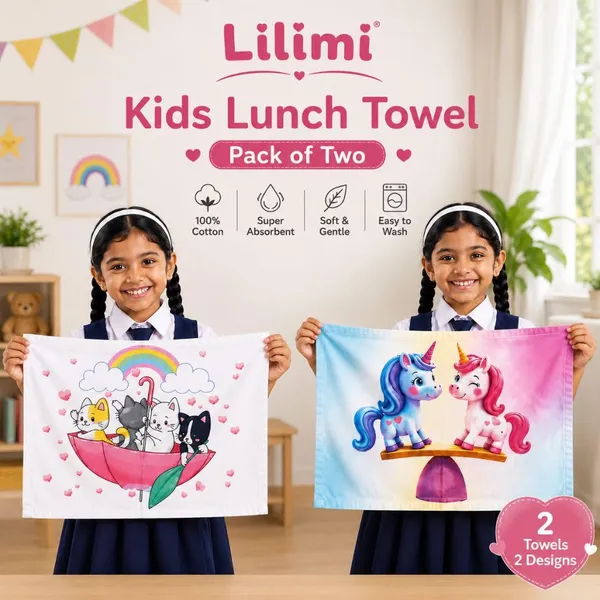Lilimi_Pack_Of_2_Kids_Lunch_Towels_Soft_Cotton_School_Napkins_For_Boys_Girls_Reusable_Lunch_Box_Cloth_Cute_Print_18_X_14_Inches_(Twin_Unicorn_and_Umberlla)