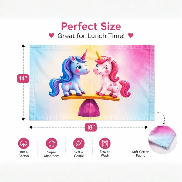 Lilimi_Pack_Of_2_Kids_Lunch_Towels_Soft_Cotton_School_Napkins_For_Boys_Girls_Reusable_Lunch_Box_Cloth_Cute_Print_18_X_14_Inches_(Twin_Unicorn_and_Umberlla)