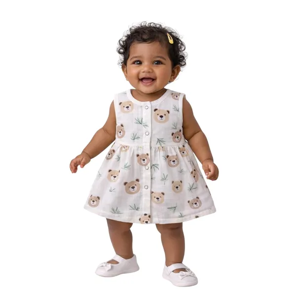 Lilimi_Baby_Girl_Muslin_Cotton_Dress_Sleeveless_Front_Button_Design_Soft_And_Breathable_Comfortable_Summer_Wear