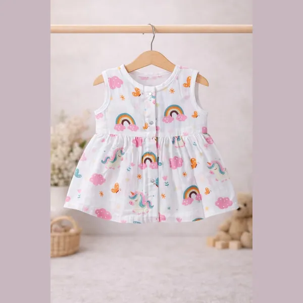 Lilimi_Baby_Girl_Muslin_Cotton_Dress_Sleeveless_Front_Button_Design_Soft_And_Breathable_Comfortable_Summer_Wear