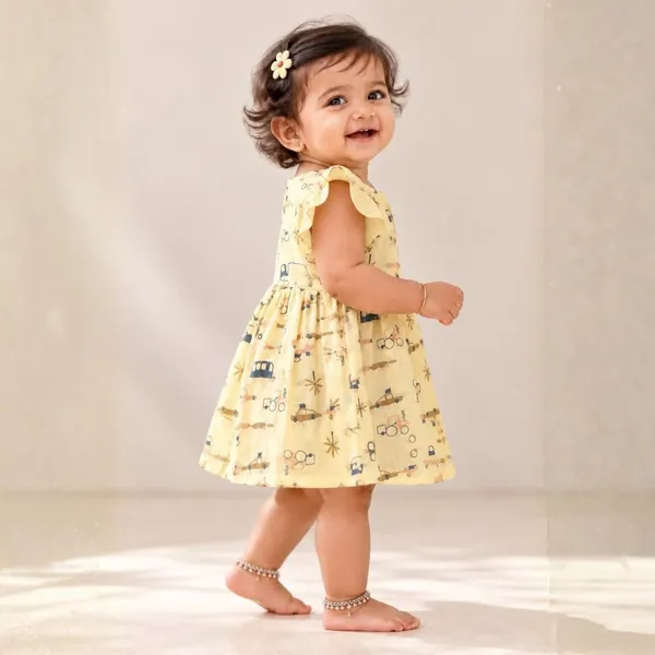 Lilimi_Toddler_Baby_Girl_Cotton_Muslin_Dress_Breathable_Flutter_Sleeve_Button_Front_Cute_Frocks
