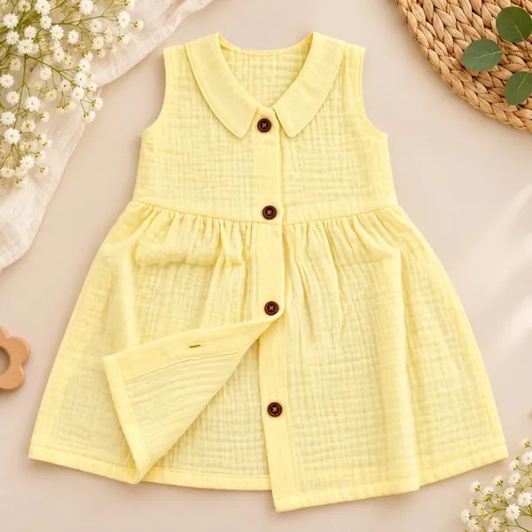 Lilimi_Baby_Girls_Crinkle_Muslin_Frock_Sleeveless_Peter_Pan_Collar_Dress_With_Soft_Breathable_For_Everyday_Special_Occasions