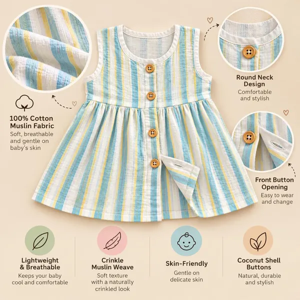 Lilimi_Baby_Girl_Cotton_Crinkle_Muslin_Frock_Sleeveless_Striped_Dress