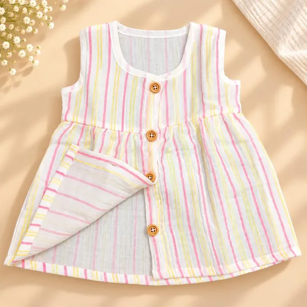 Lilimi_Baby_Girl_Cotton_Crinkle_Muslin_Frock_Sleeveless_Striped_Dress