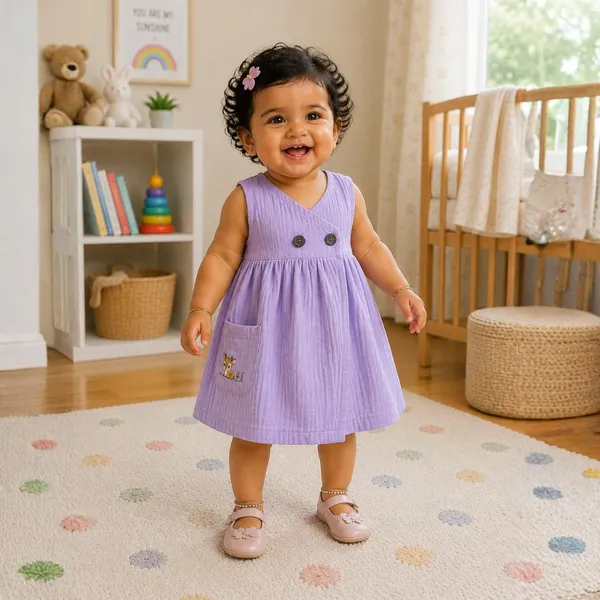 Lilimi_Baby_Girls_Crinkle_Muslin_Frock_Cross_Body_Stlye_Sleeveless_100_Muslin_Cotton_Coconut_Shell_Buttons_Animal_Print_Pocket_Skin_Friendly_Made_In_India